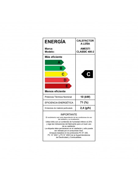 Classic 400 Rojo Italiano | Estufa A Leña | Amesti