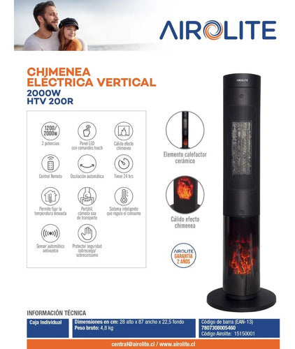 Chimenea Eléctrica Htv 200r Airolite