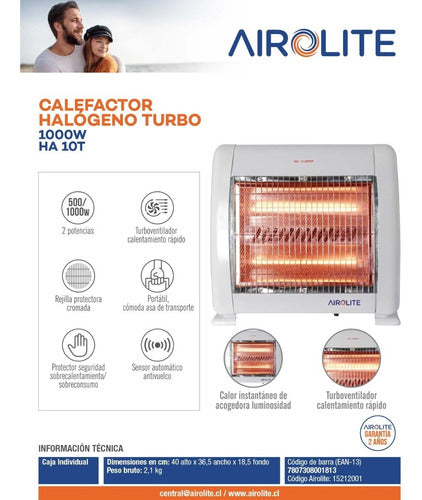 Calefactor Halógeno Ha-10t 1000w