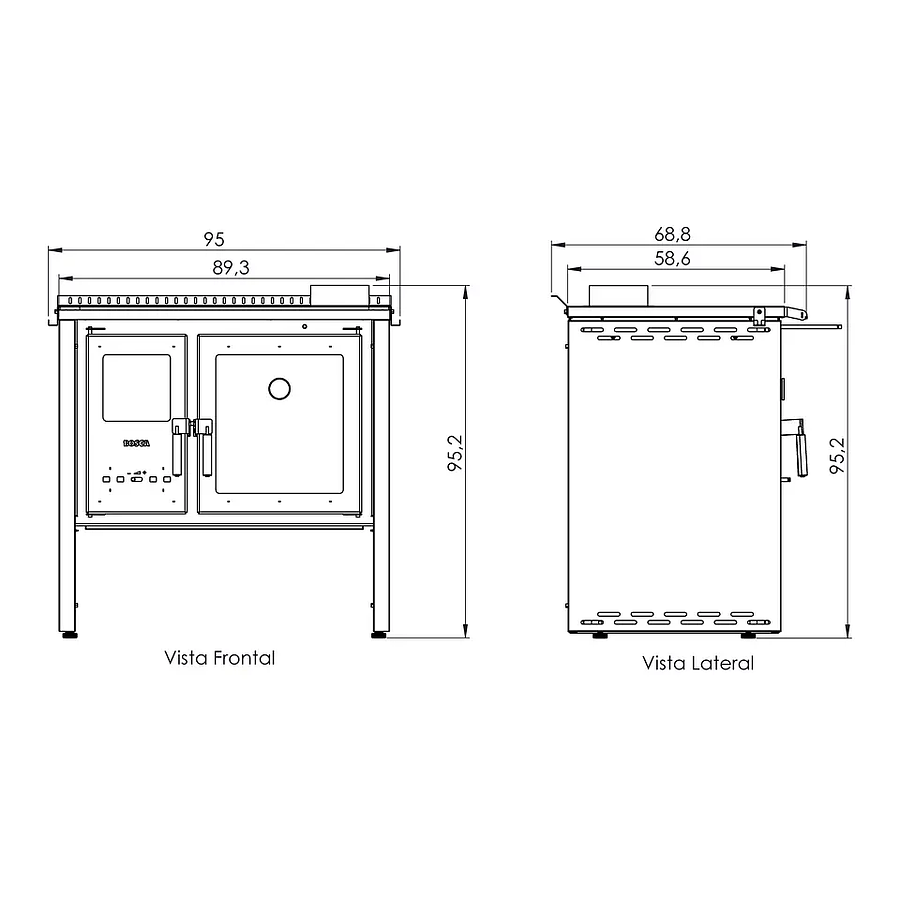 Pack Cocina a Leña Bosca Hestia 90 Marfil + Kit Base