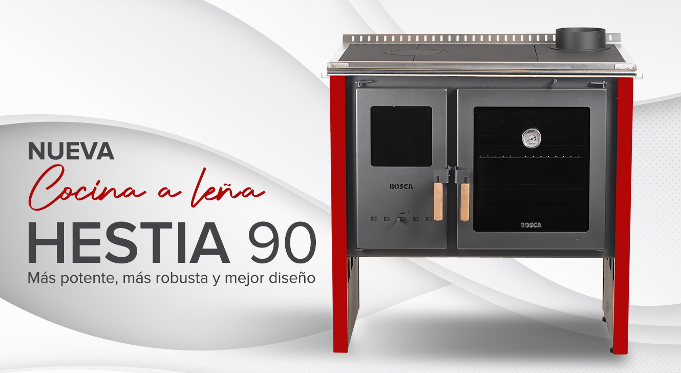 Pack Cocina a Leña Bosca Hestia 90 Rojo + Kit Base