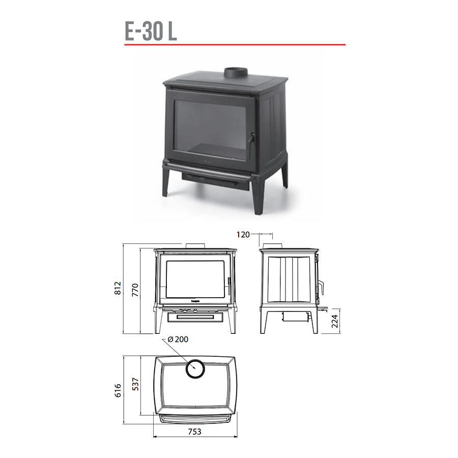 Estufa a leña Hergom E30-L