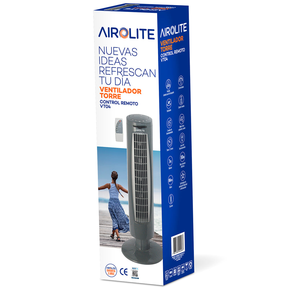 Ventilador Torre Gris c/control Remoto - VT04R