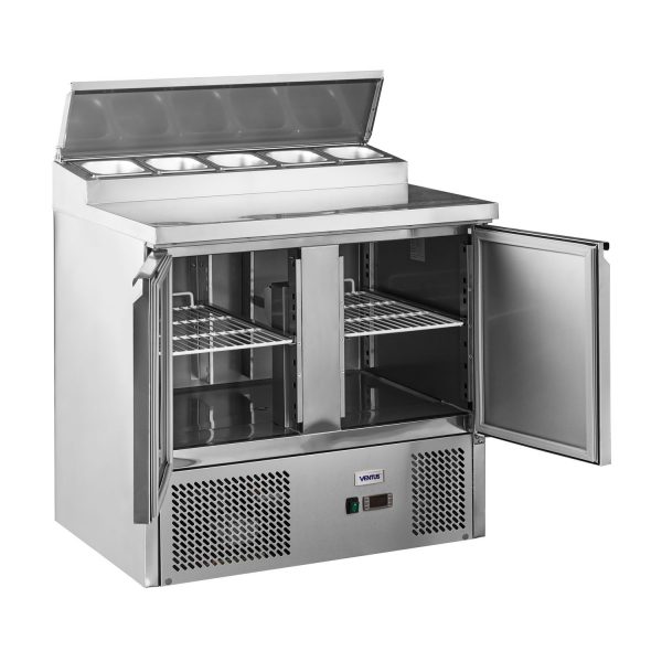 Mesón saladette 2 ptas, cubierta acero inox VMRSL370 BENEFIT