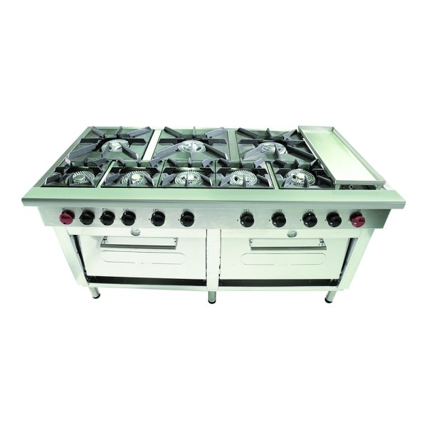 Cocina Industrial 8 Platos 5 De 270x270 - 3 De 430x430 Con Churrasquera Gas Licuado Maigas