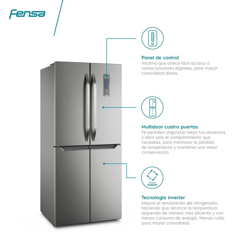 Refrigerador Fensa DQ79S 401L No Frost Multidoor Inverter Superfresh Multiflow Ice Twister