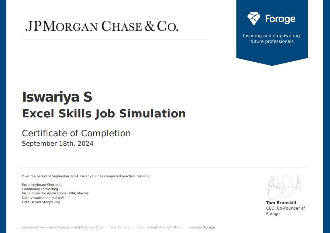 Excel Skills Job Stimulation
