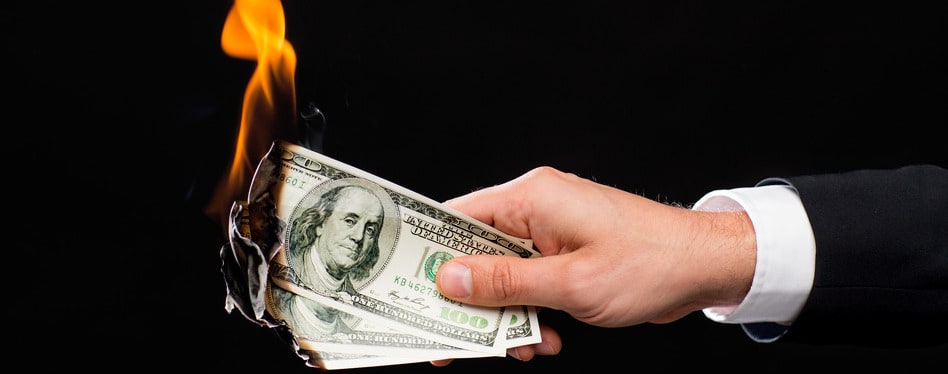 Losing money - money on fire
