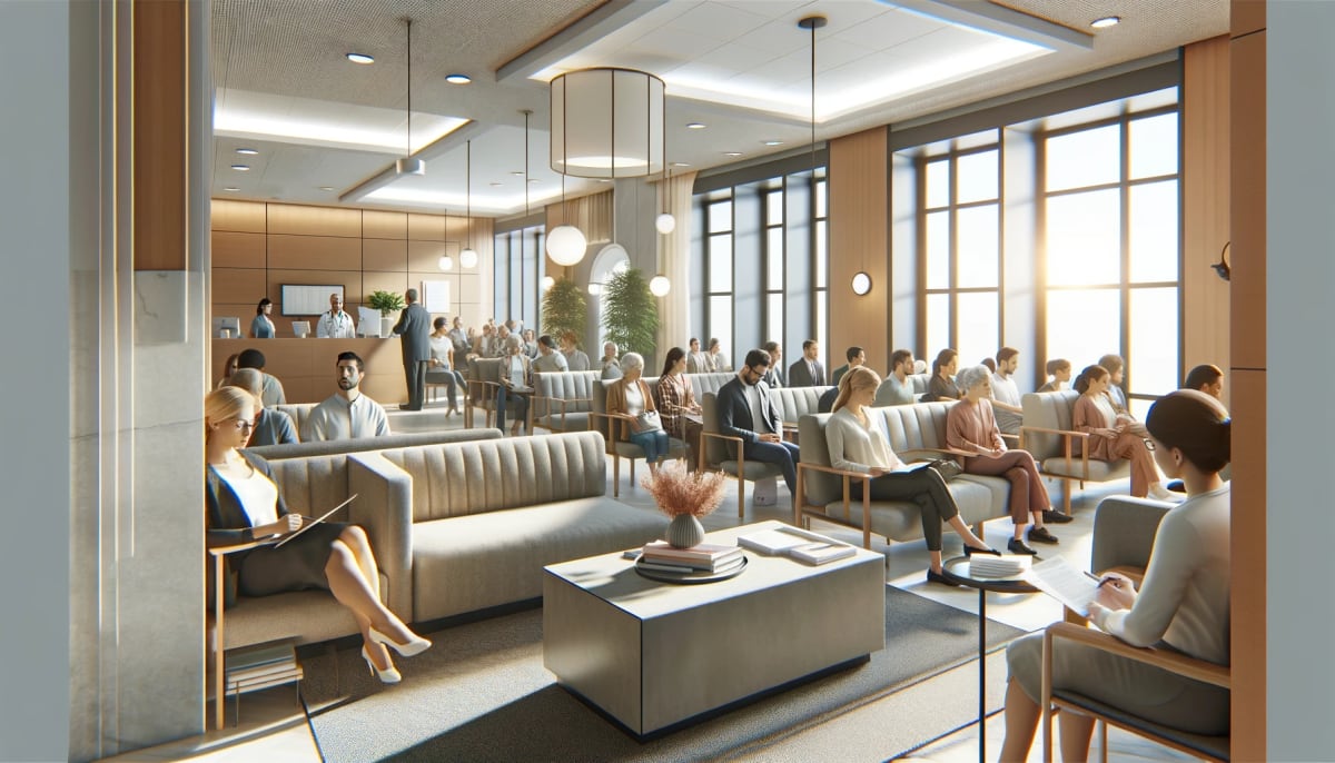 Patients waiting in a doctor office because of appointment reminders and waitlist software