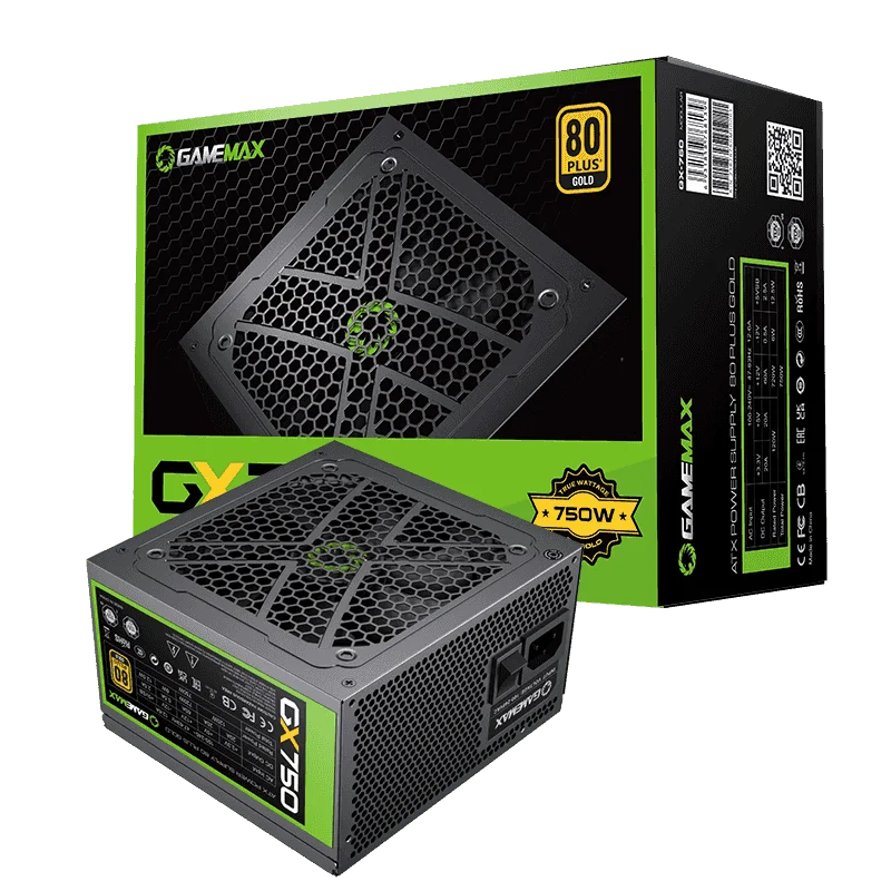 Fuente de Poder GAMEMAX GX-750 Modular Certificado 80 Plus Gold 750Watts ATX