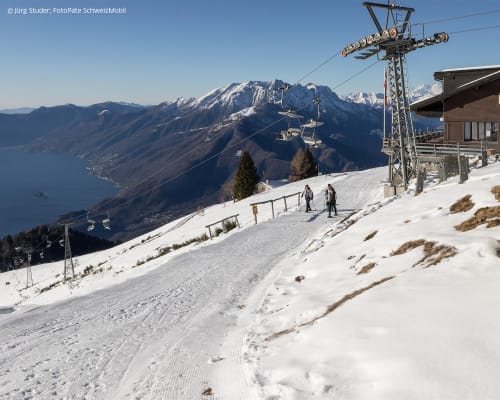 Percorso con ciaspole Cardada–Cimetta
