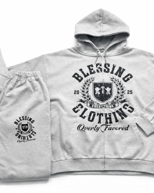 Blessing Clothing Grey Hoodie Jogger Set