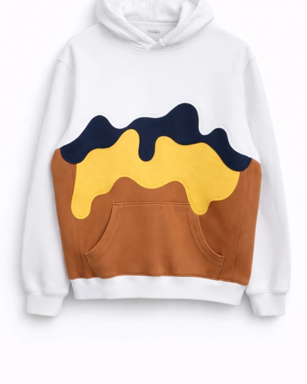 Drip Block Panel Hoodie White