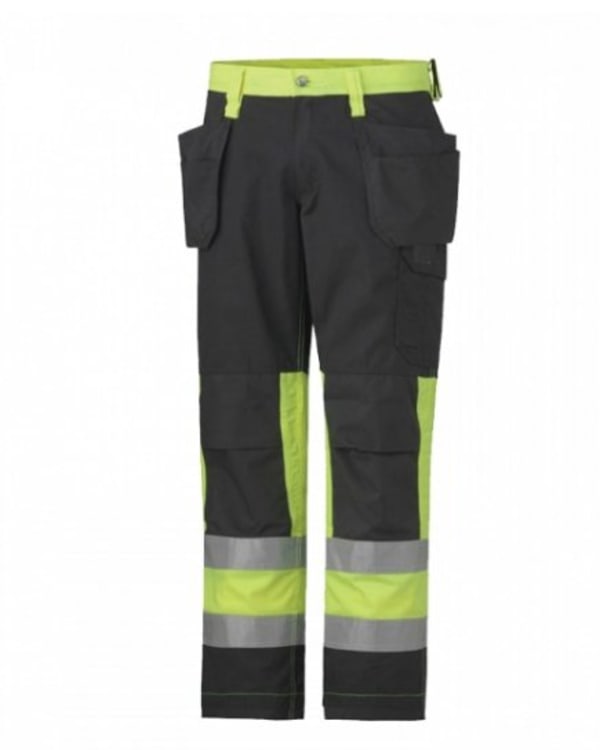 Hi-Vis Work Trouser Black Lime