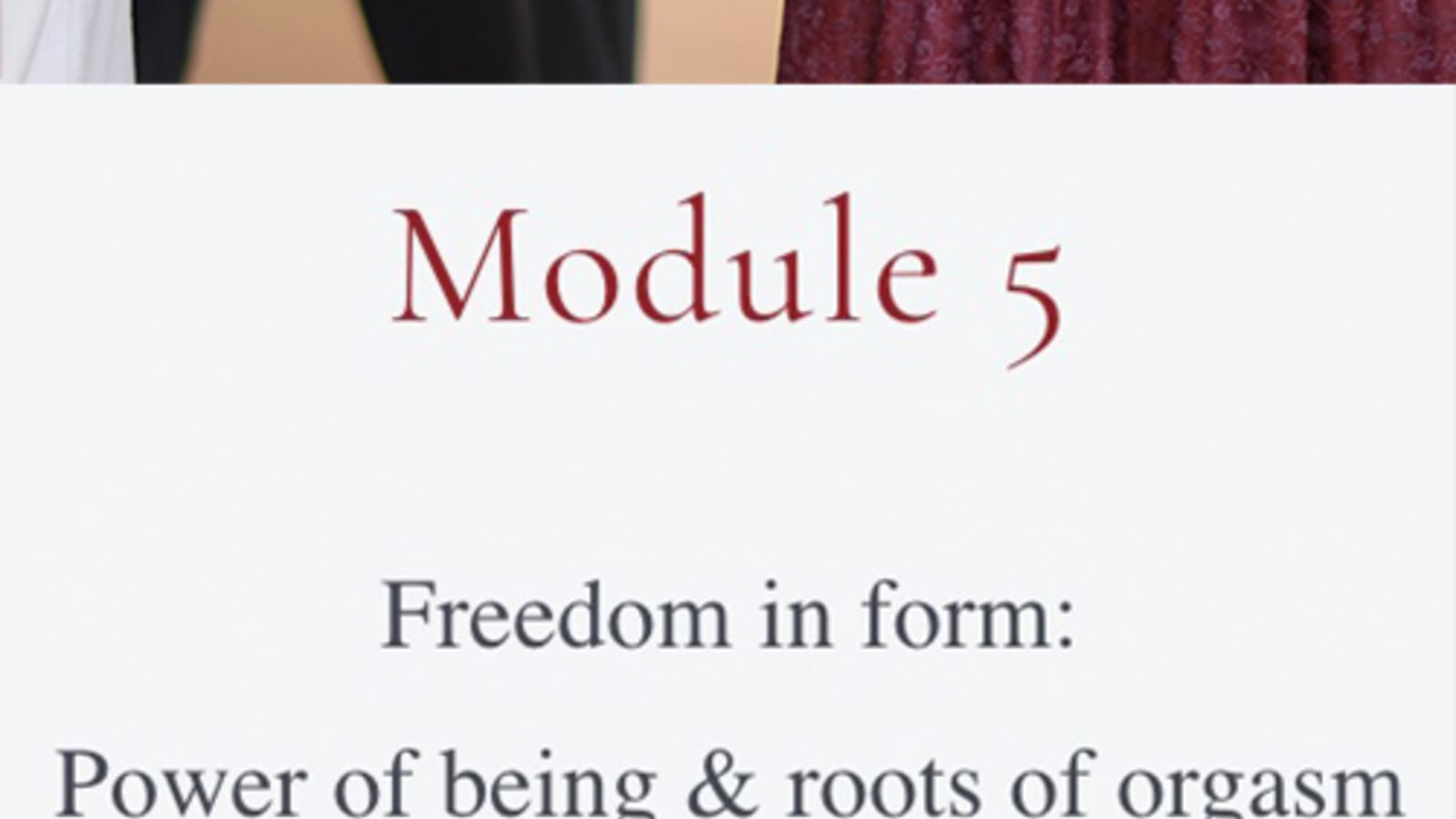 Love and Ecstasy Training: Cycle 5, Freedom in the Form