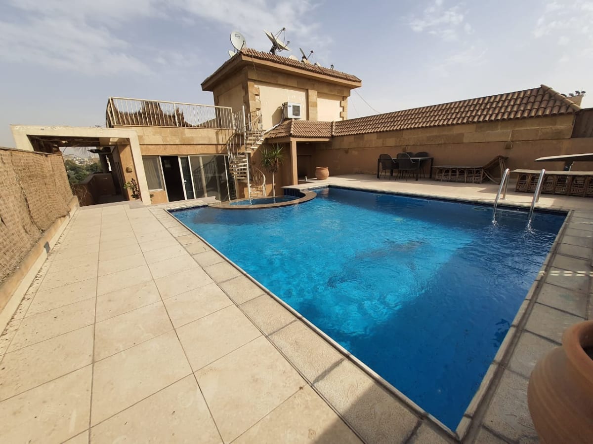 Modern Furnished Penthouse With Pool For Rent In Maadi Sarayat.