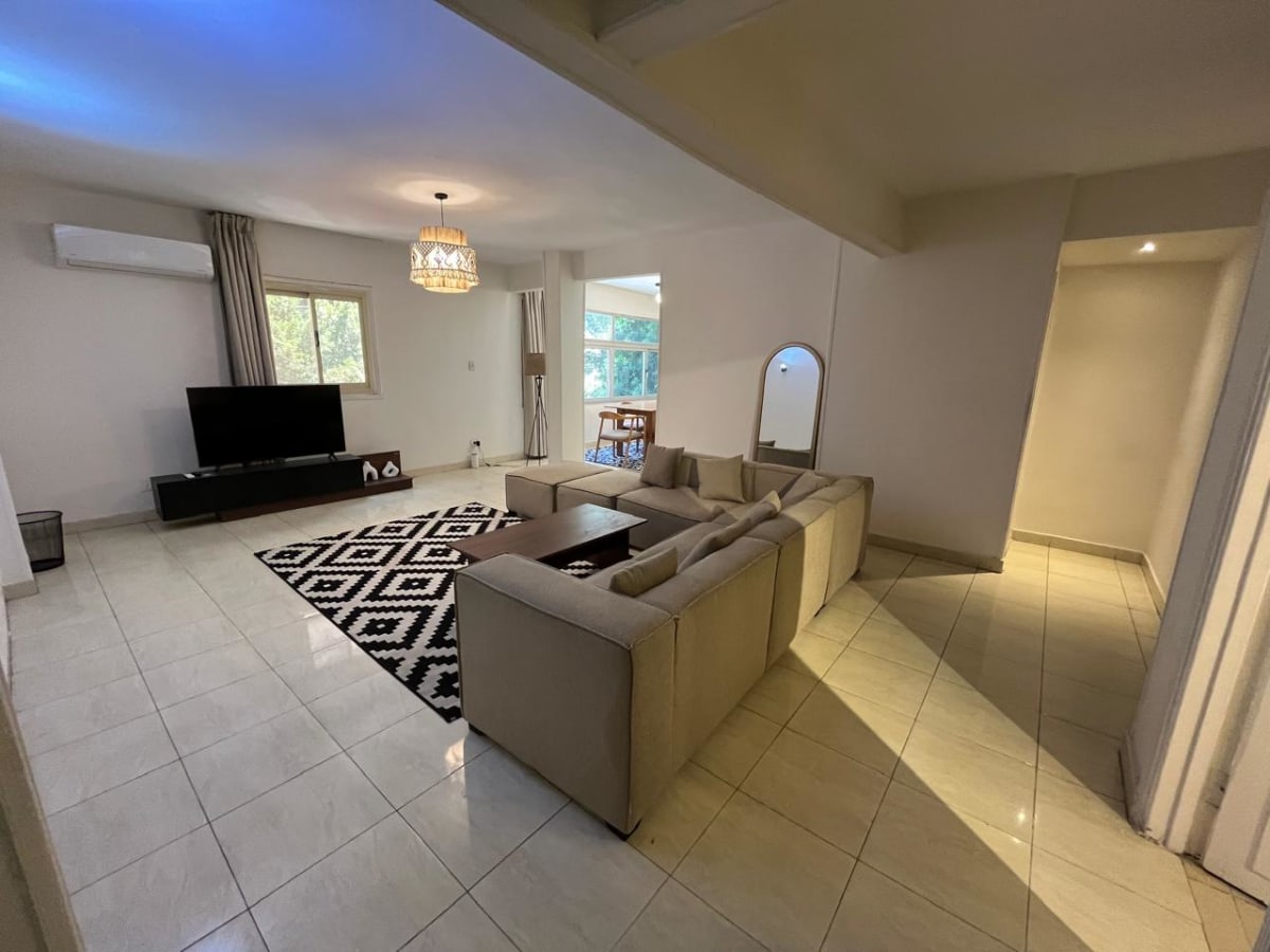 Sunny 3BR Apartment for Rent in Maadi with Green View Balcony