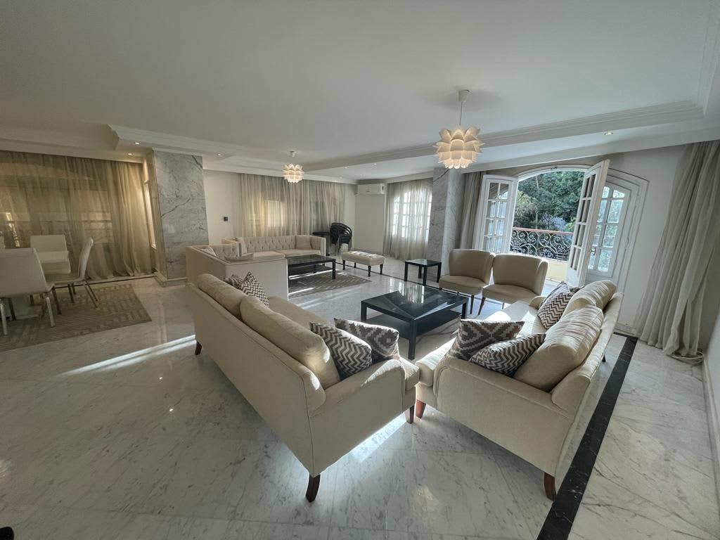 Furnished Apartment Overlooking Garden In Maadi Sarayat. 