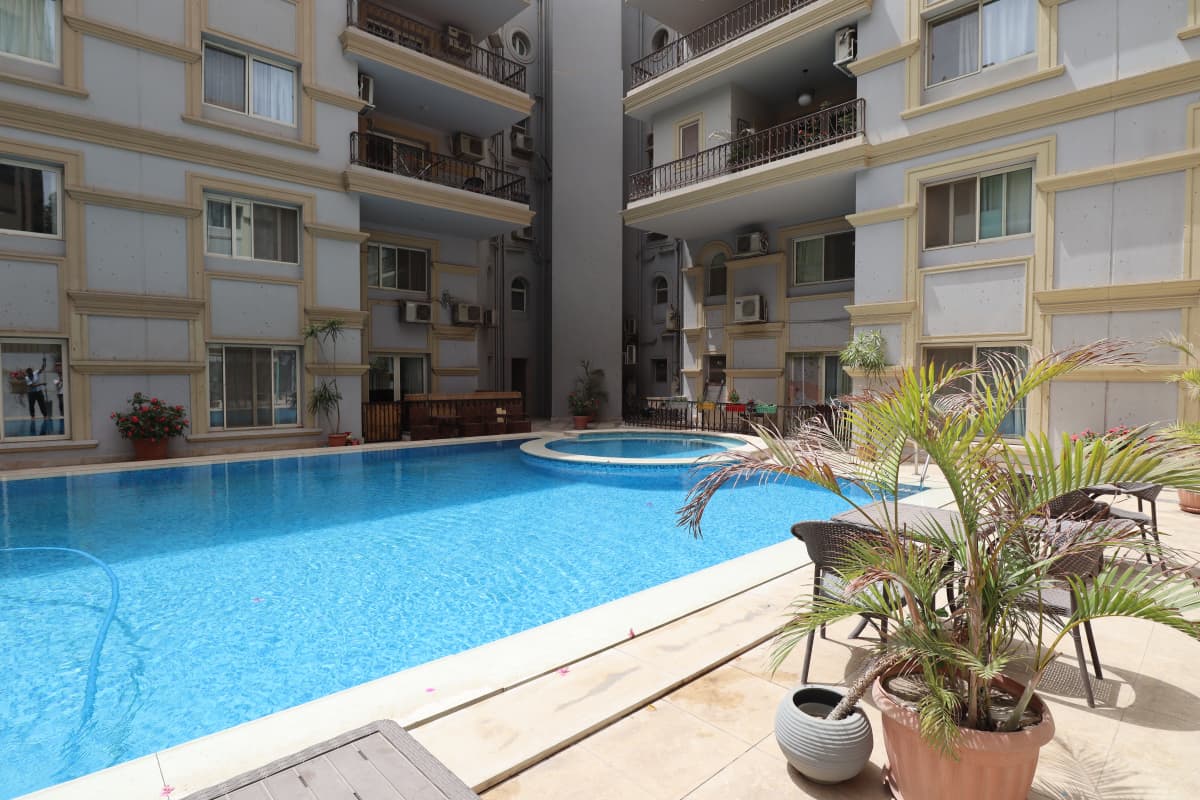 Bright Ground Floor Apartment With Shared Pool In Sarayat Maadi.