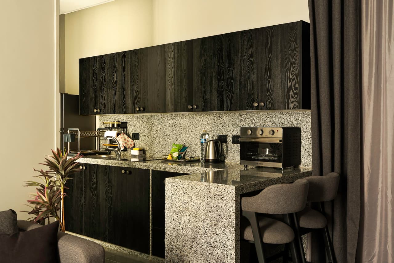 Modern 1BR in New Cairo with roof access — First New Cairo Qism