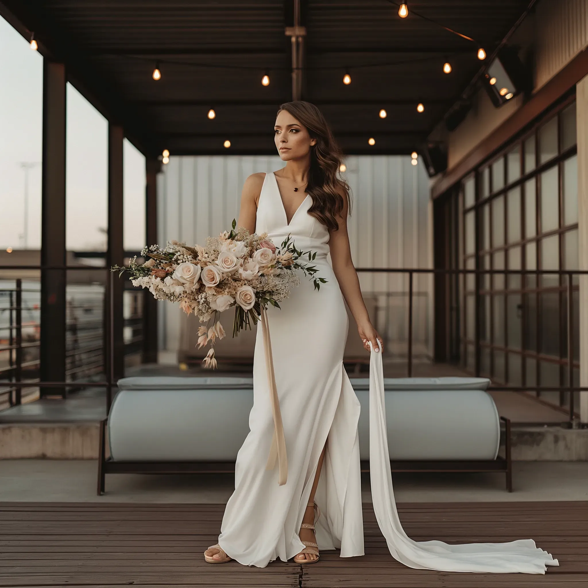 bride-minimalist-white-gown-dusty-rose-accents-full-body.webp