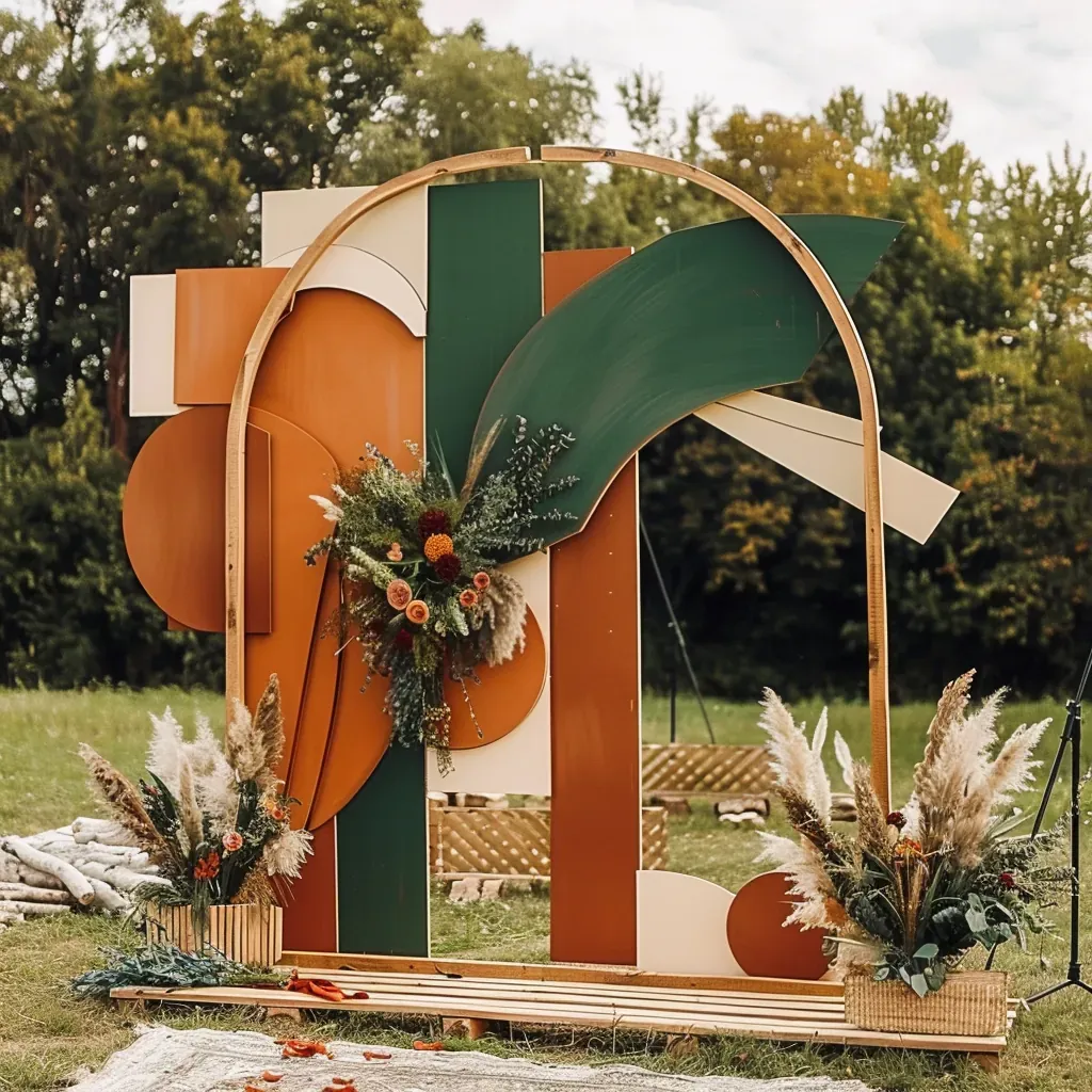 boho-modern-wedding-arch-curved-wood-abstract-decor.webp