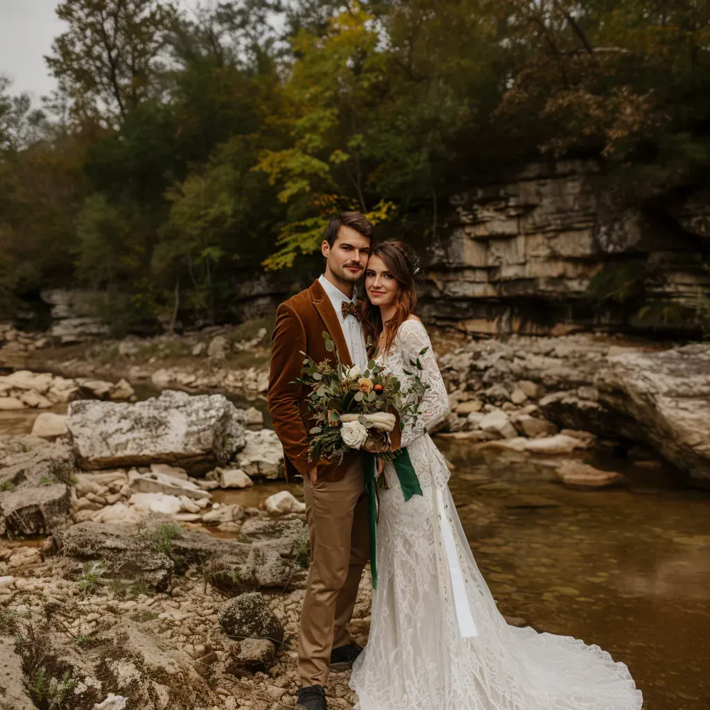 couple-ivory-lace-gown-emerald-green-sash-grooms-suit.webp