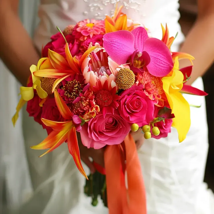 Bold colours wedding flowers