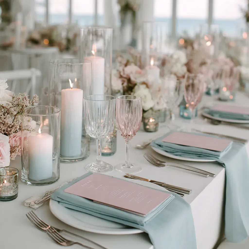 overhead-wedding-table-decor-blue-pink-glassware-candles.webp