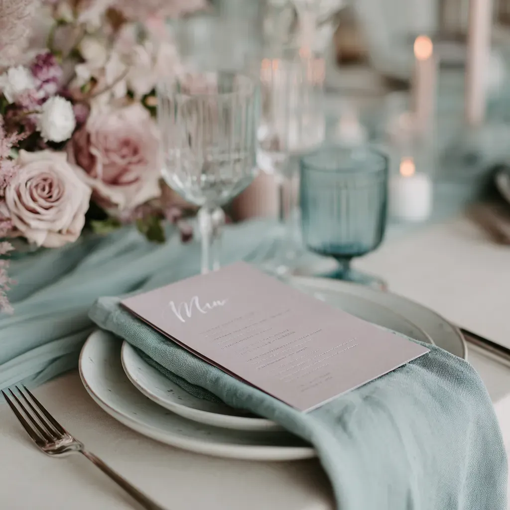 wedding-table-styling-dusty-blue-runner-pink-floral-centerpiece.webp