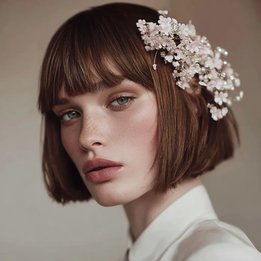 sleek-straight-bob-bridal-hair-fringe-white-floral-headpiece.webp