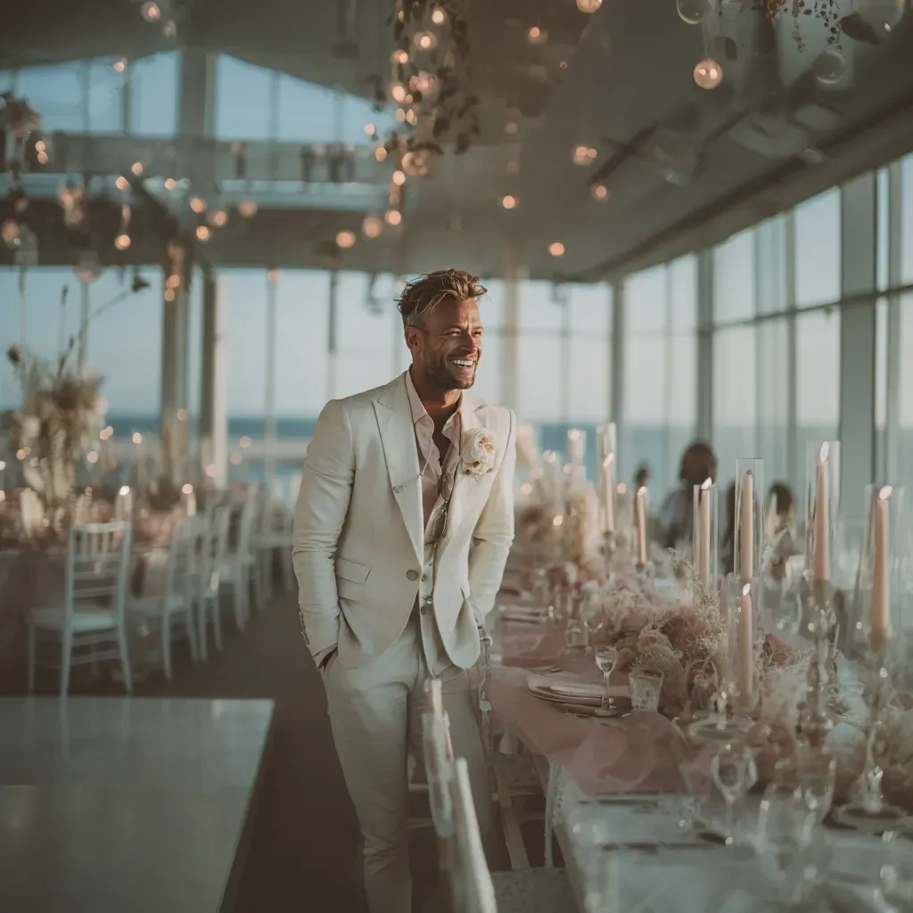 ai-groom-off-white-linen-suit-coastal-reception-decor.webp