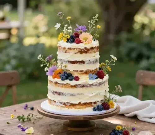Rustic & Semi-Naked Wedding Cake wedding cake