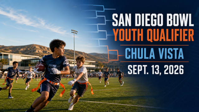 Generated editorial image for the San Diego Bowl youth qualifier in Chula Vista on September 13, 2026.