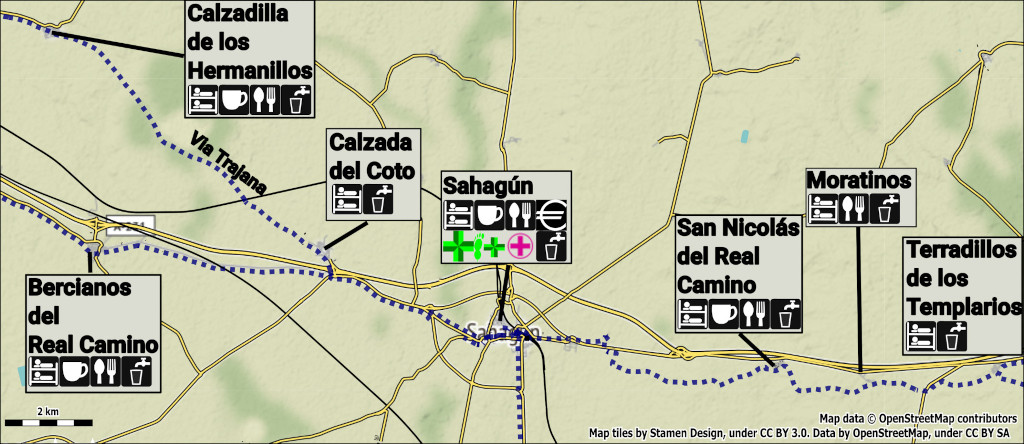 Terradillos de los Templarios to Bercianos del Real Camino Map