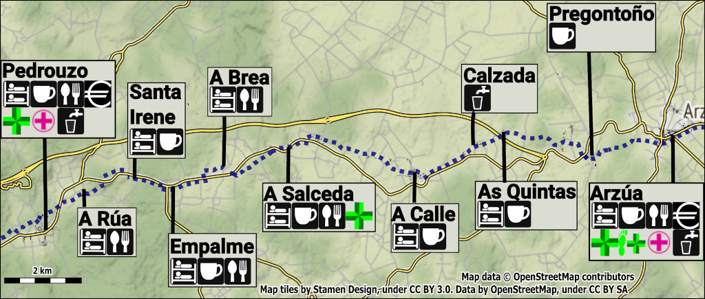 Arzúa to Pedrouzo Map
