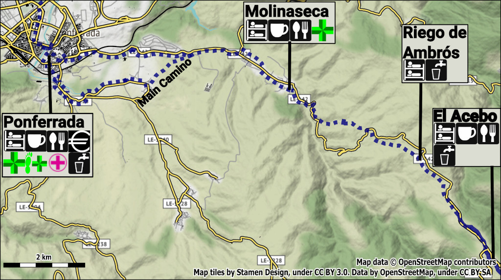 El Acebo to Ponferrada Map