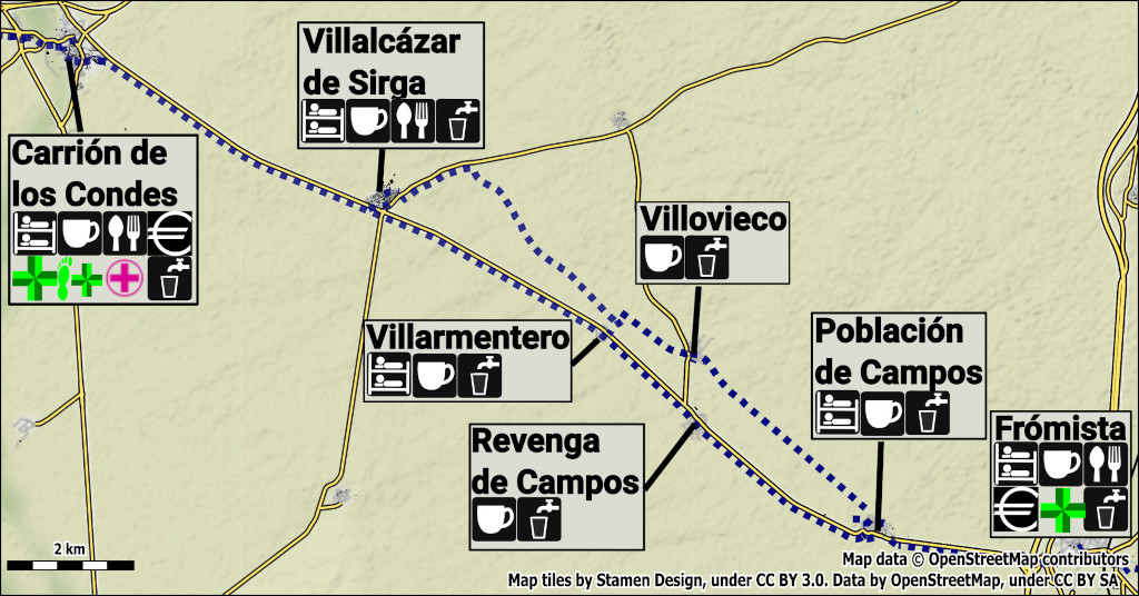 Frómista to Carrión de los Condes (river route) Map