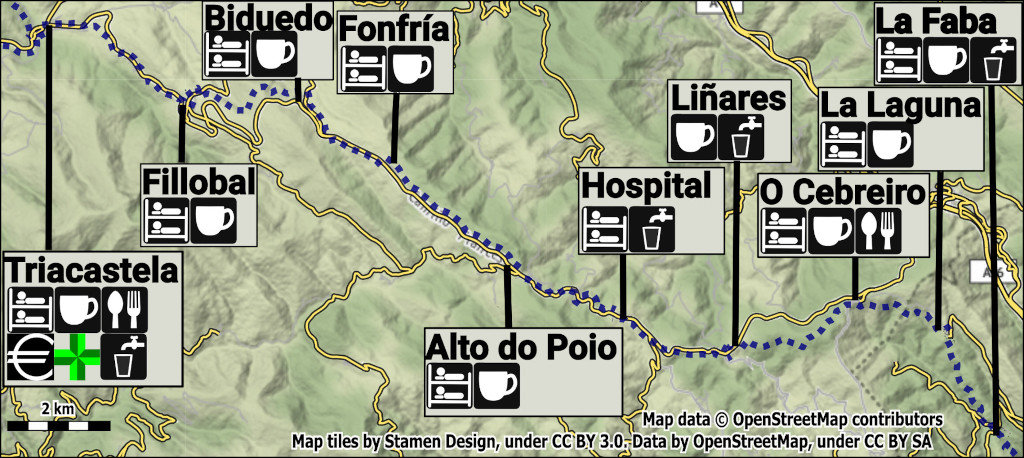 La Faba to Triacastela Map