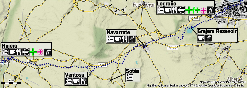 Logroño to Nájera Map