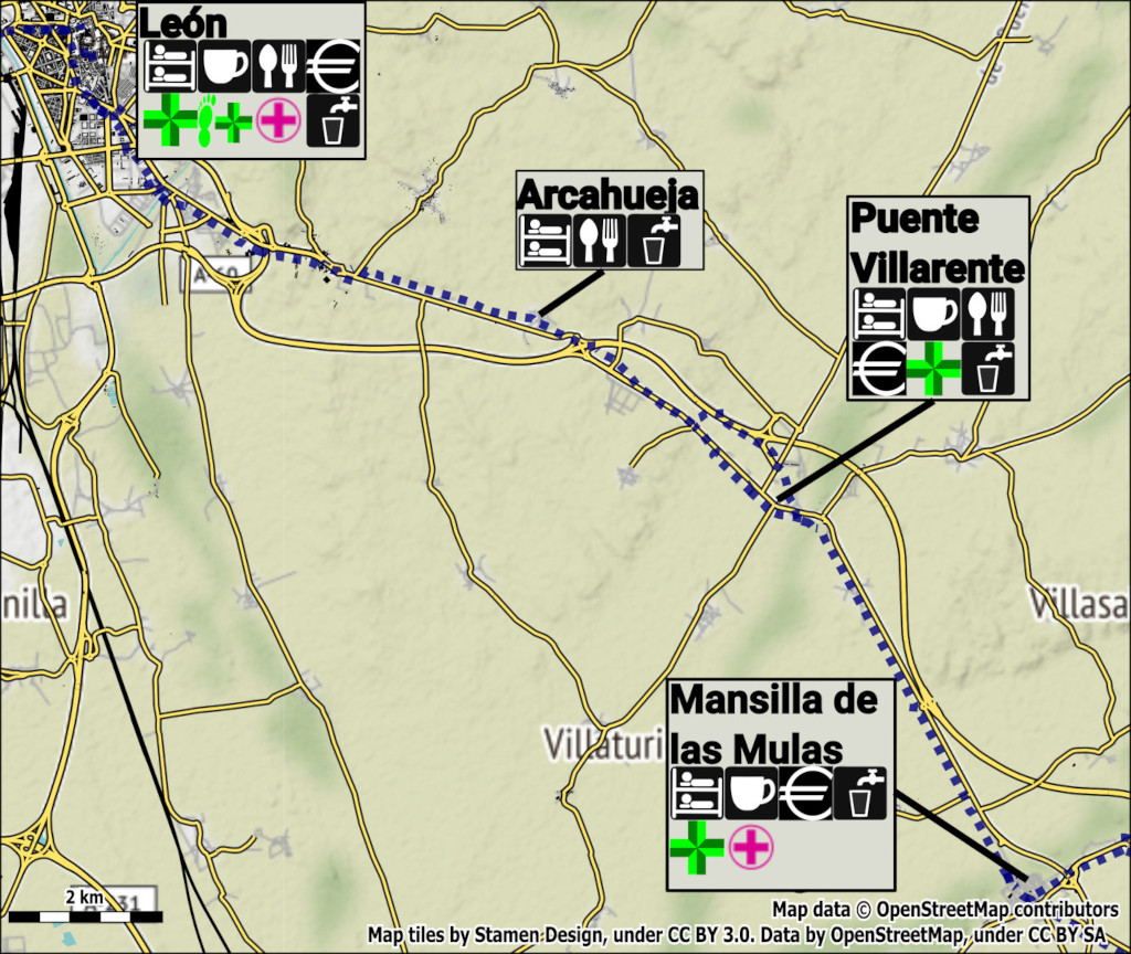 Mansilla de las Mulas to León Map