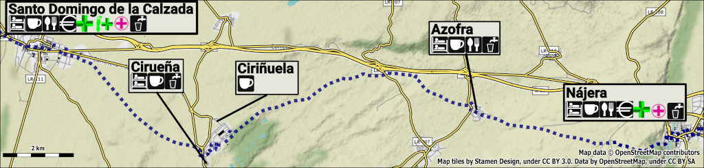 Nájera to Santo Domingo de la Calzada  Map
