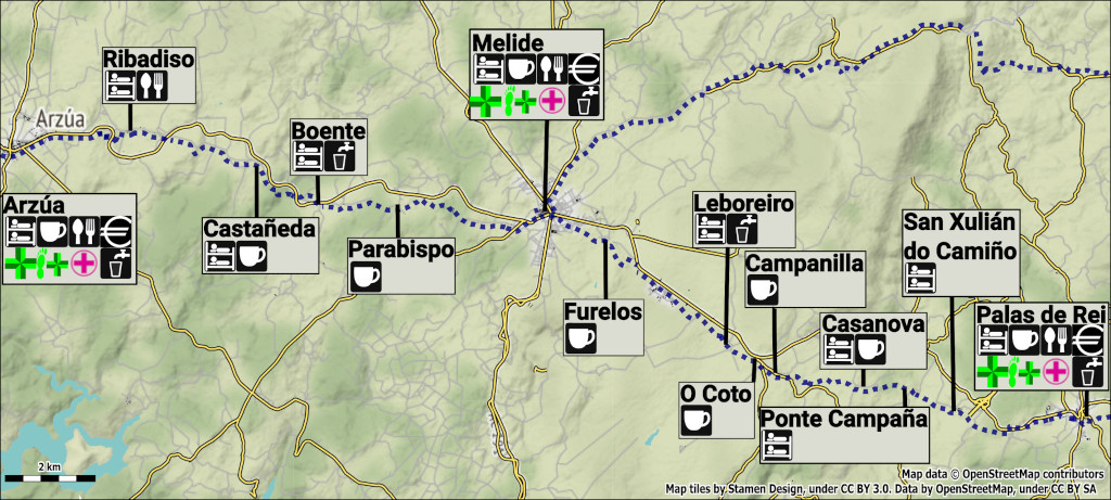 Palas de Rei to Arzúa Map