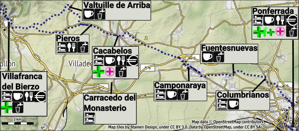 Ponferrada to Villafranca del Bierzo Map