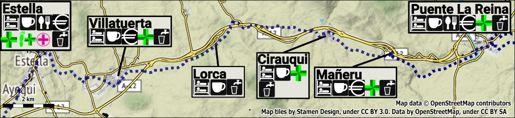 Puente La Reina to Estella Map