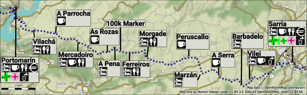 Sarria to Portomarín Map