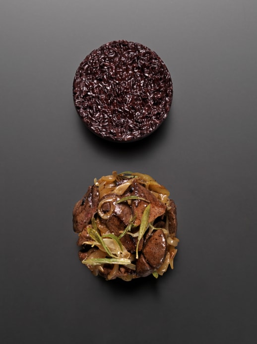 Innereien: Leber mit schwarzem Risotto