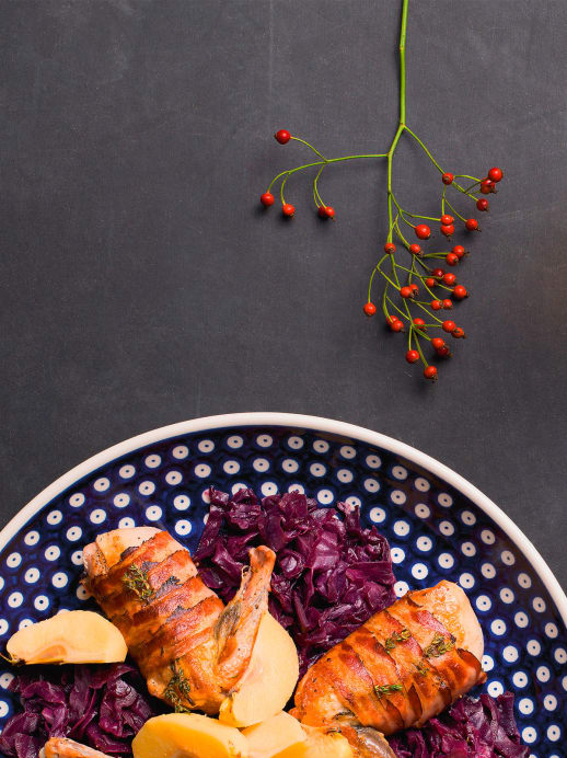 Deftige Küche: Perlhuhn mit Rotkraut und Quitten
