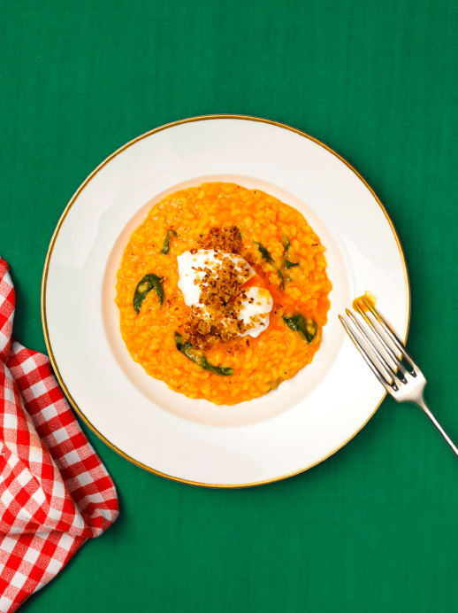 Risotto-Rezept mit Safran, Sugo und verlorenem Ei