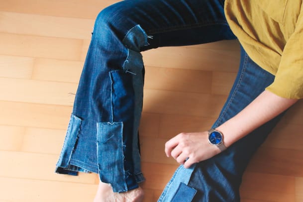 DIY-Schlagjeans im Seventies-Look